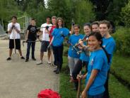 Cleaning out the fish run at Jurgens Park